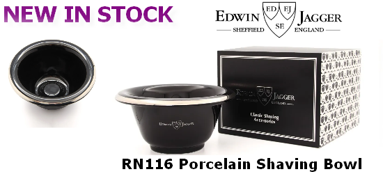 Edwin Jagger RN116 Black Porcelain Shaving Bowl 12 cm
