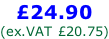 £24.90 (ex.VAT £20.75)