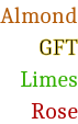 Almond  GFT  Limes  Rose